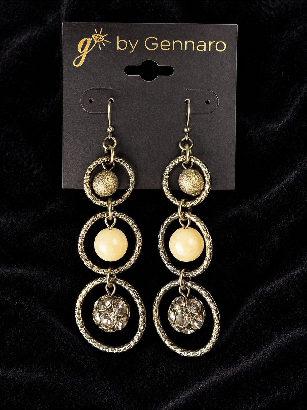G by Gennaro Black and Pearl Triple Drop Hoop Earrings